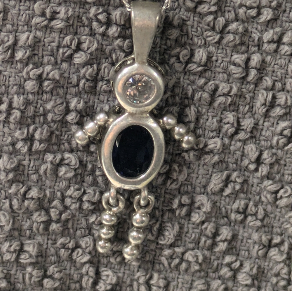 Sterling silver little boy pendant and necklace 16